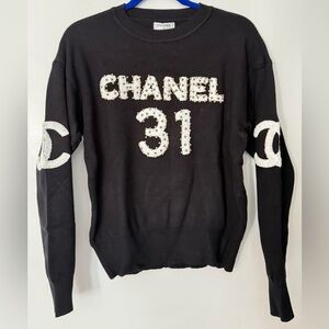 31 Black Sweater with White Logo Accents
